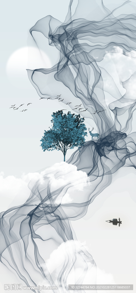 丝带山水画