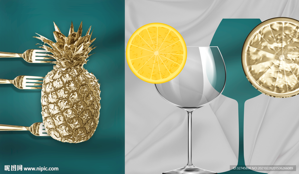 金色餐厅装饰画