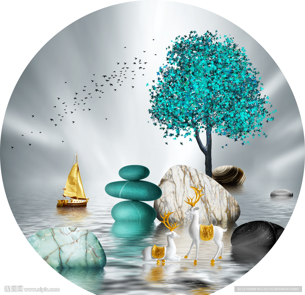 圆形转运石玄关