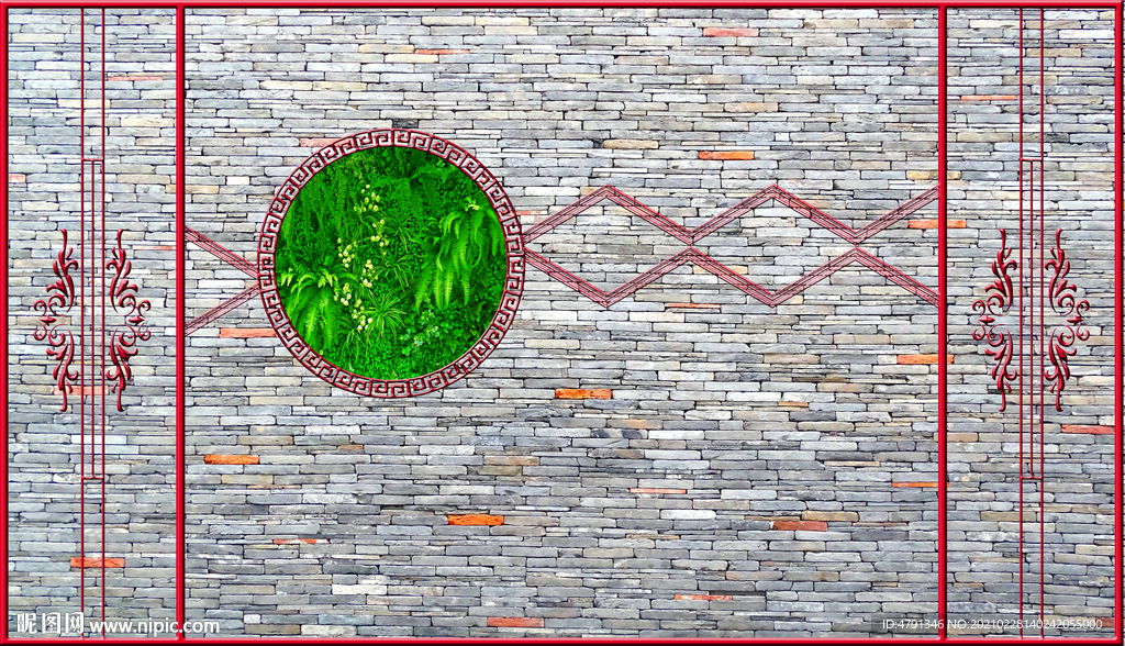 砖墙绿植装饰墙