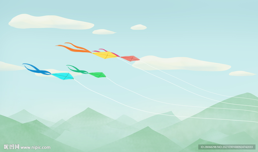 绿色装饰风筝背景