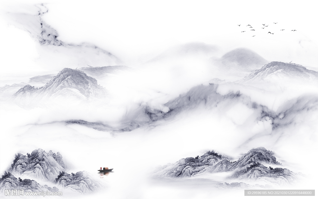 最新高端山水画 tif分层