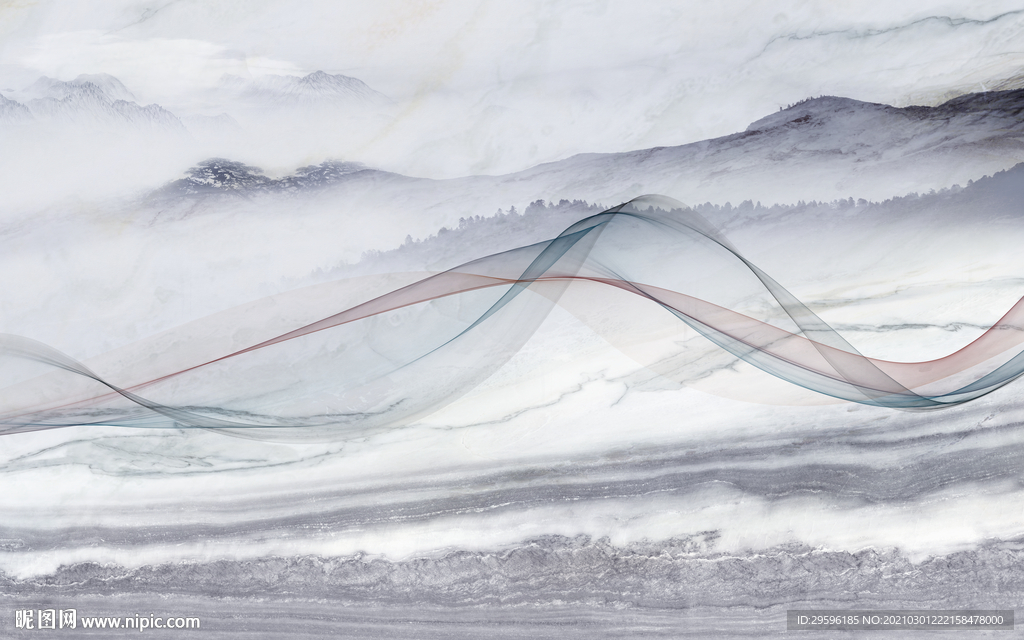 高档 新现代山水画 tif分层