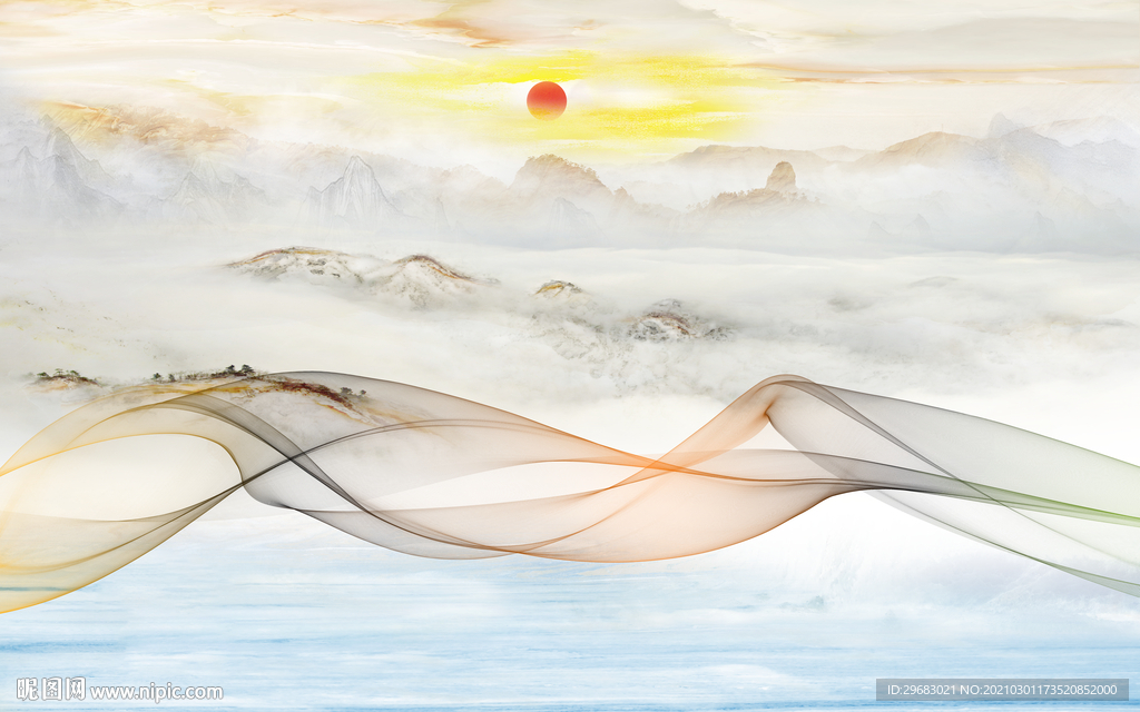 高清 新山水意境画 tif分层