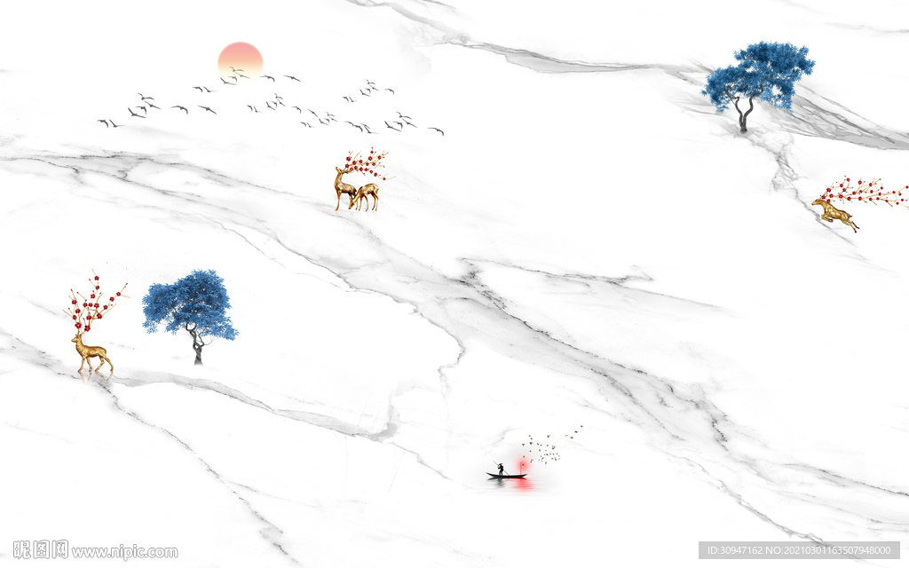 爵士白高端大气框画 TIF分层