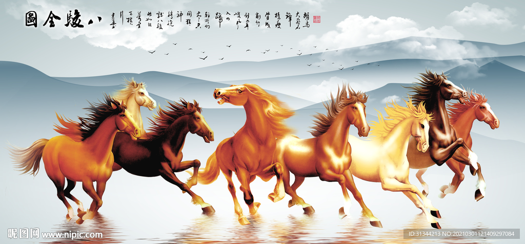 八骏图背景
