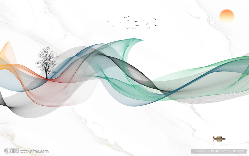 高档爆款无框画 文件分层画