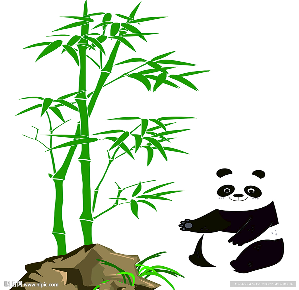 竹子 石头 熊猫素材