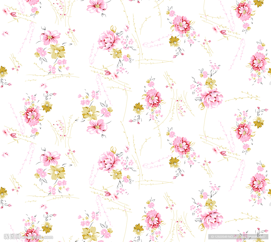 高档乱花花卉碎花花朵