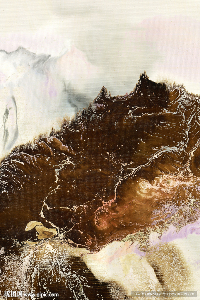 中式山水画水墨流彩画