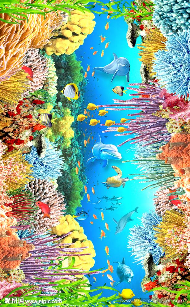 炫丽珊瑚海底世界地画