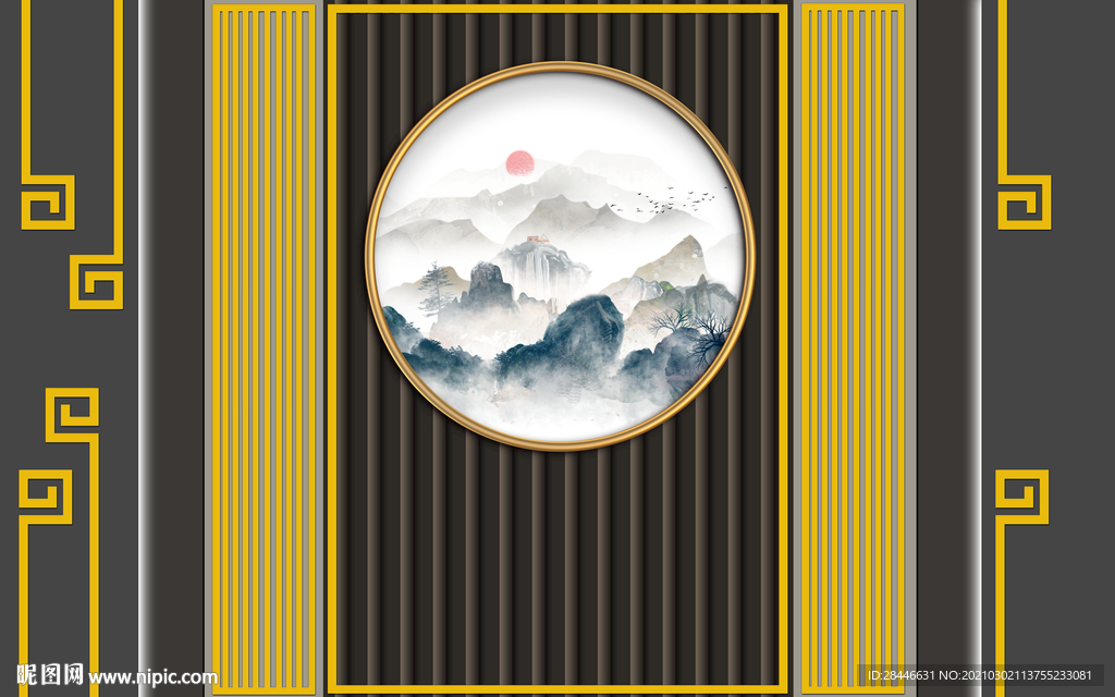 新中式装饰画背景墙