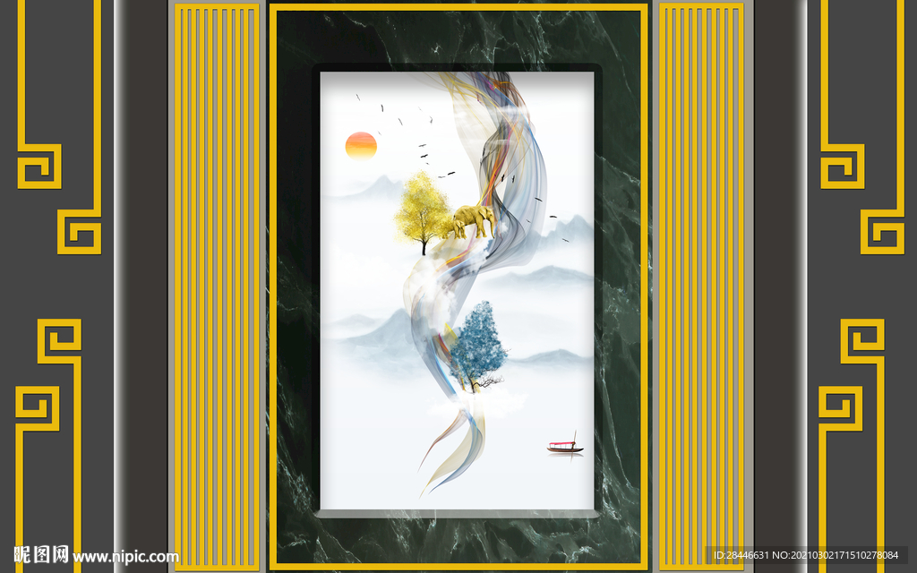 新中式背景墙装饰画