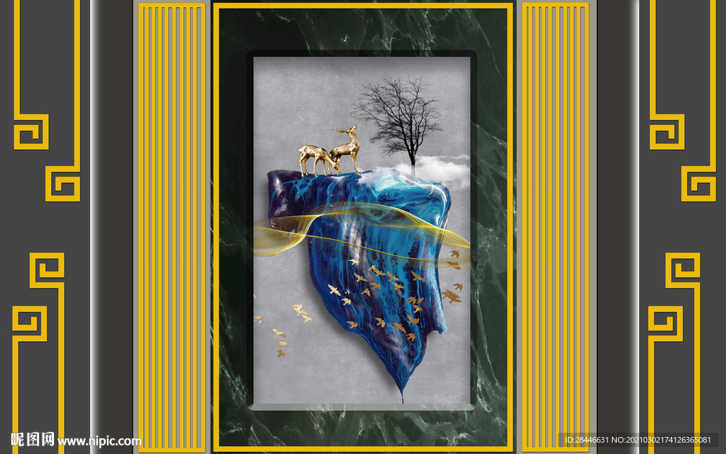 新中式背景墙装饰画