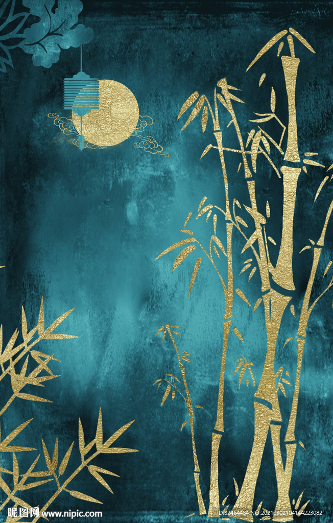 金箔竹子装饰画