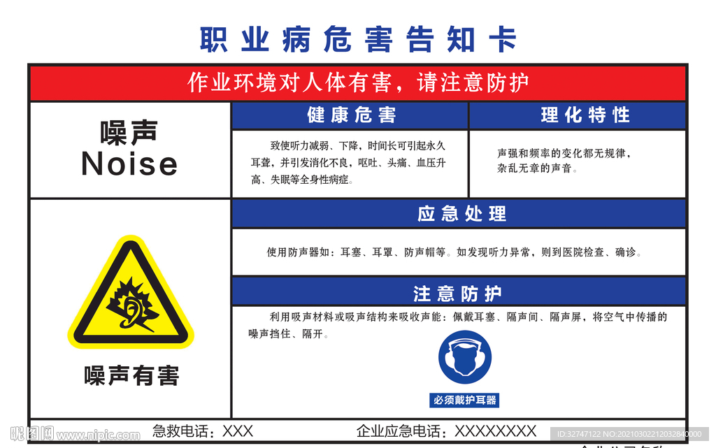 安全告知牌 职业病危害