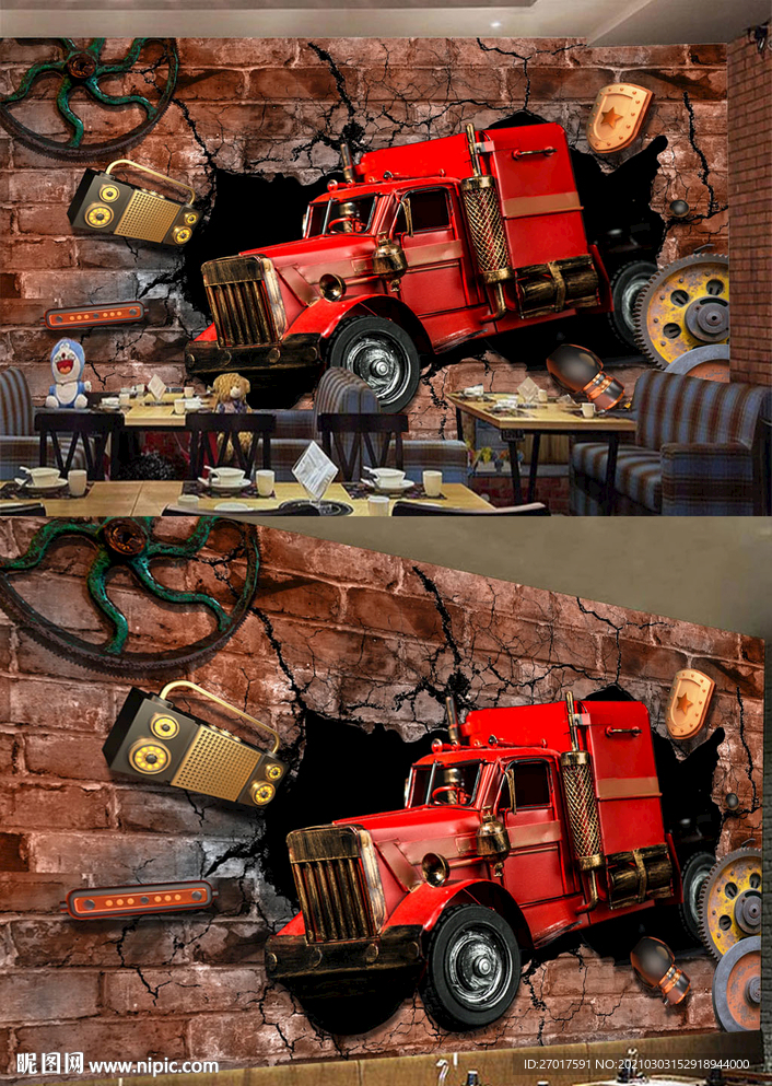 汽车背景工装酒吧ktv宾馆壁画