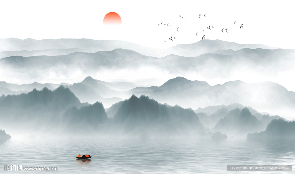 水墨山水背景墙