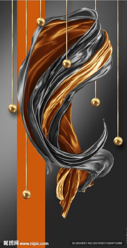 晶瓷爱马仕抽象丝绸玄关装饰画