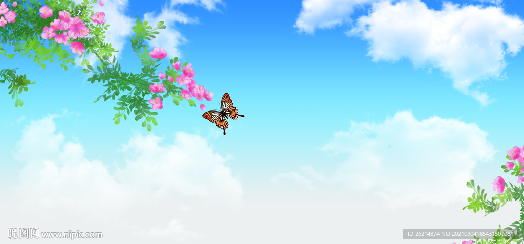 桃花蓝天