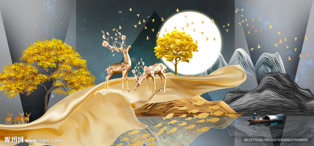 麋鹿欧式装饰画