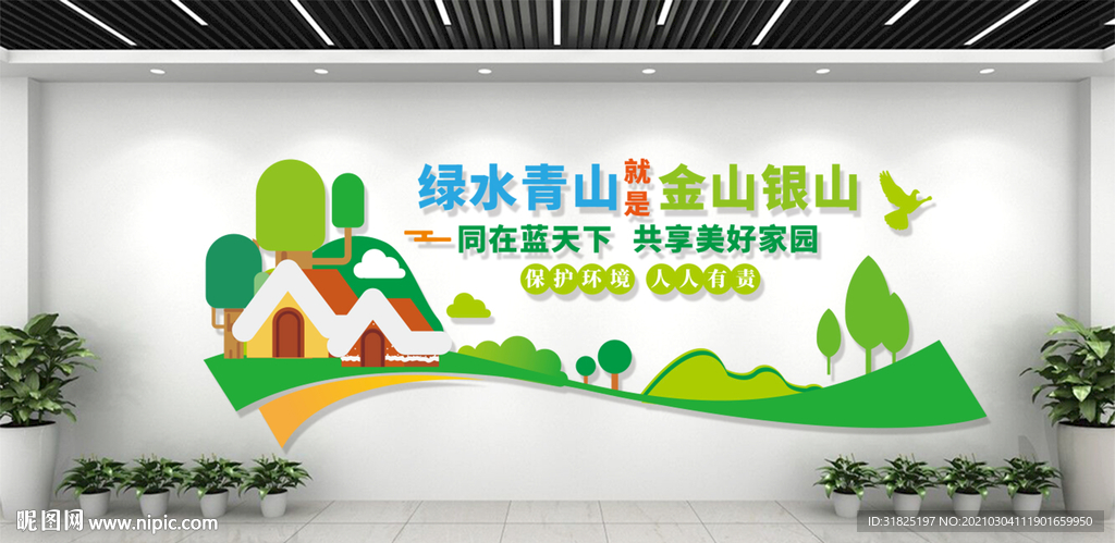 保护环境垃圾分类文化墙图片