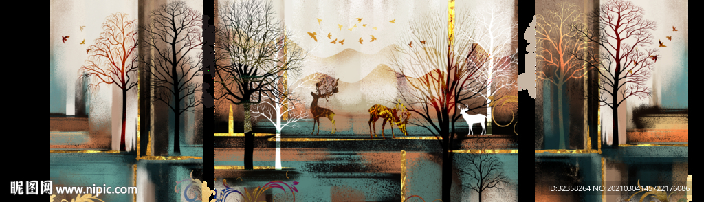 抽象麋鹿装饰画