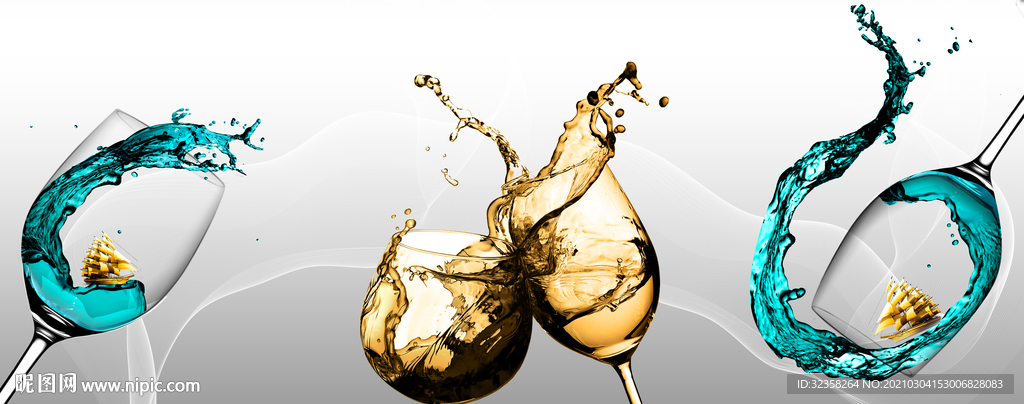 高脚杯玄关三联画