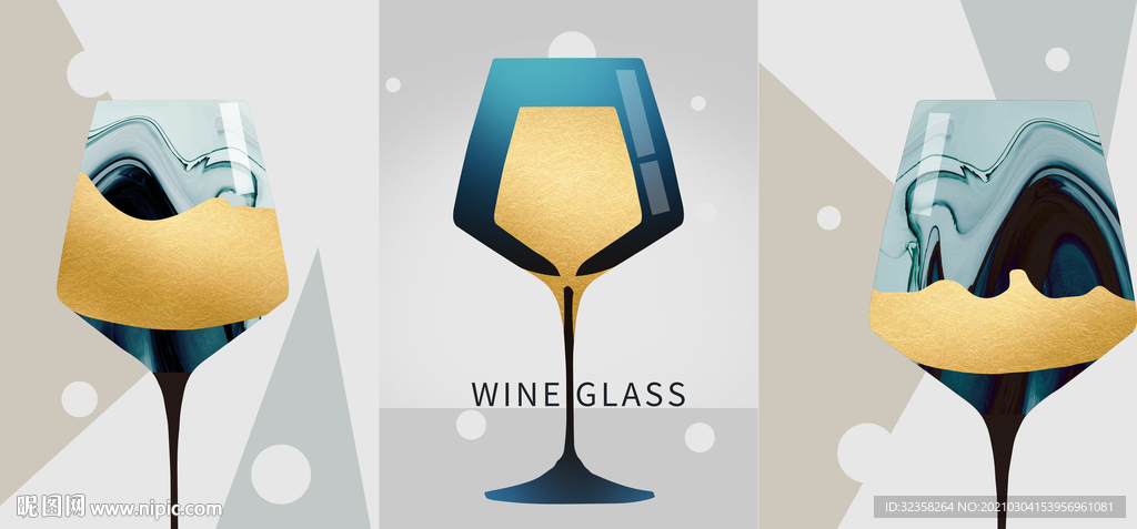 餐厅金色酒杯装饰画
