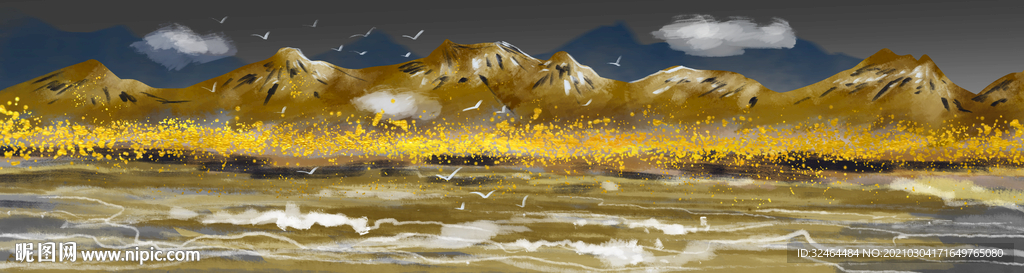 抽象金山装饰画