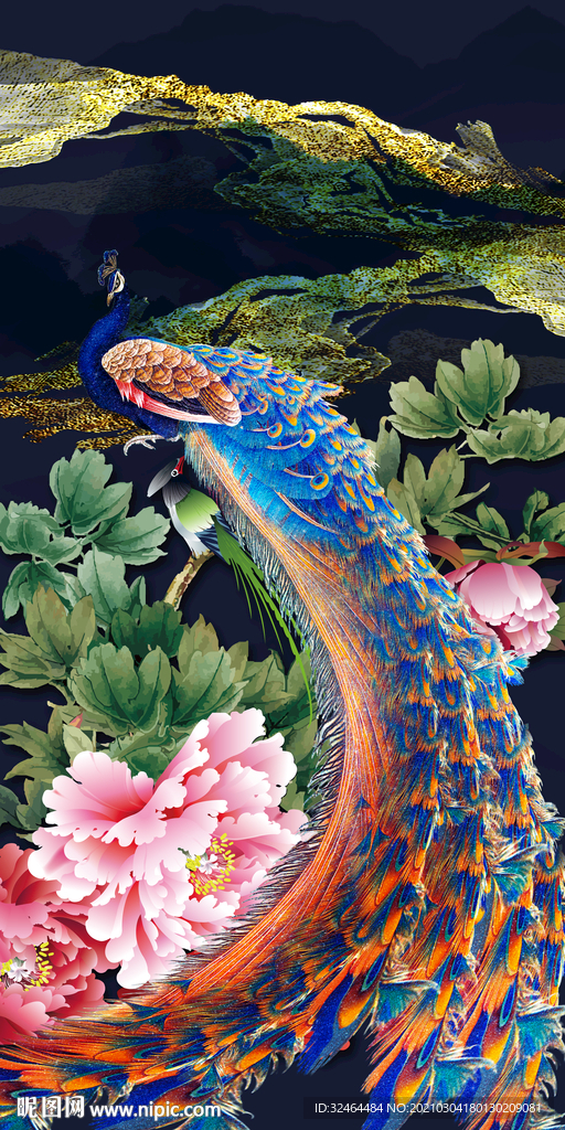 孔雀玄关装饰画