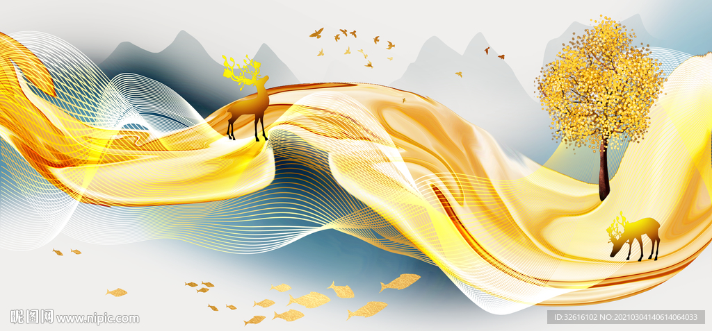 金色绸带晶瓷画