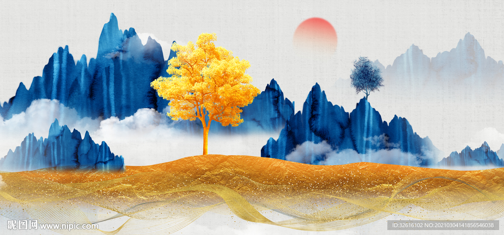 发财树山水画