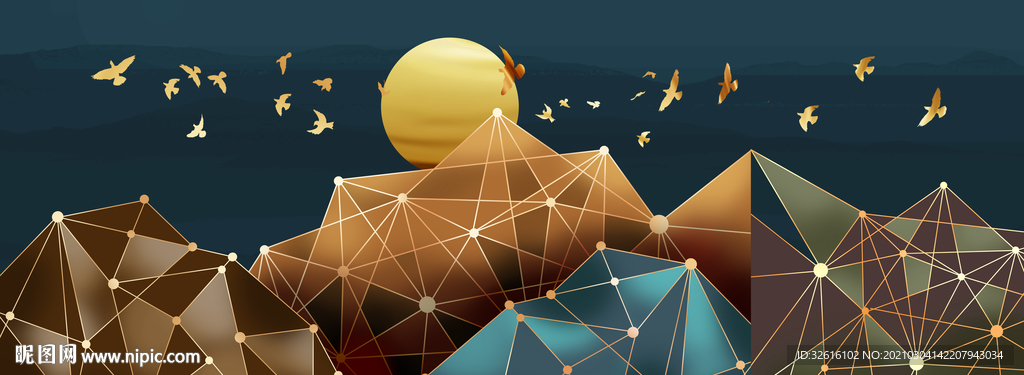 抽象金色山水玄关