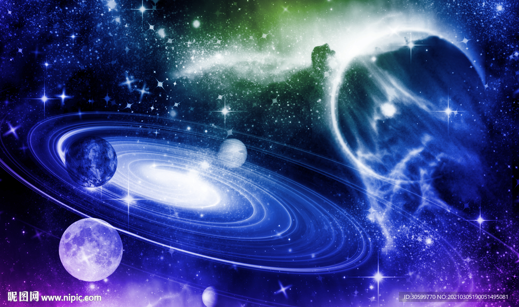 唯美星空大图星球天顶壁画