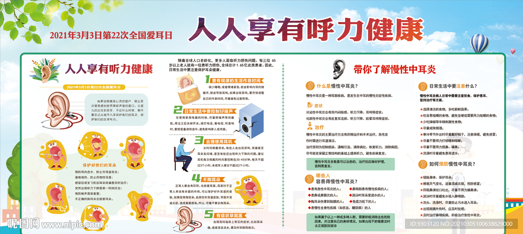 2021爱耳日健康教育宣传栏