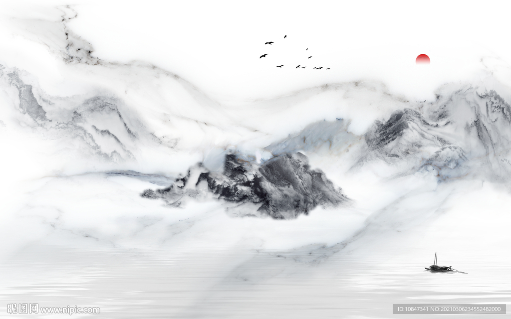 意境新山水客厅画 TIF分层