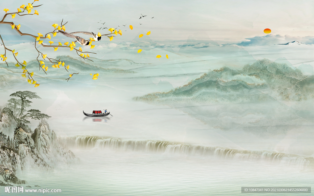 中式 新山水客厅画 TIF分层