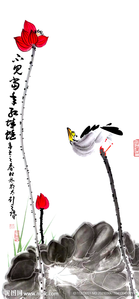 简约荷花装饰画