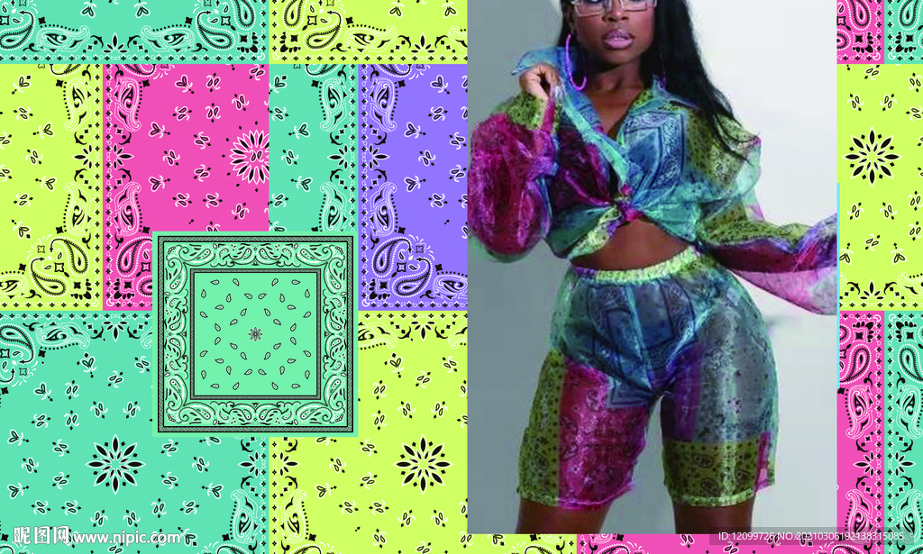 时尚腰果数码印花