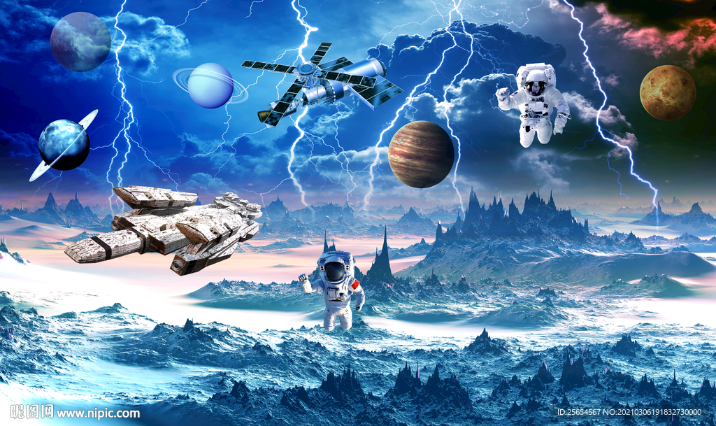 炫酷梦幻星云宇宙背景墙