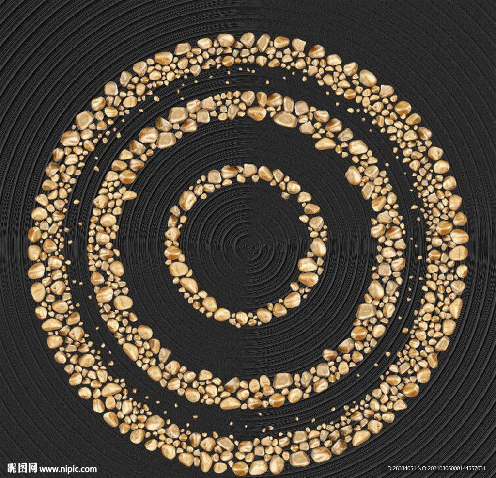 晶瓷现代金色转运鹅卵石装饰画