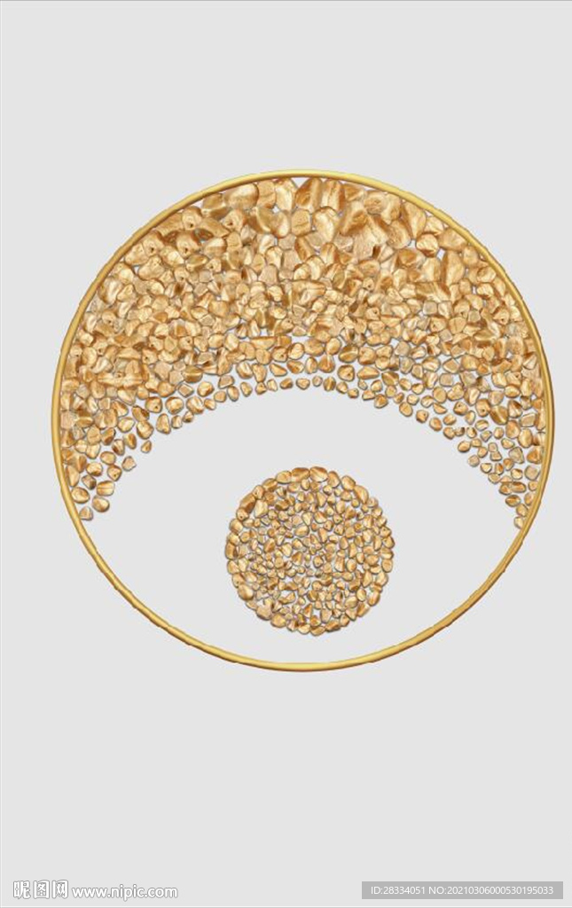 晶瓷现代金色转运鹅卵石装饰画