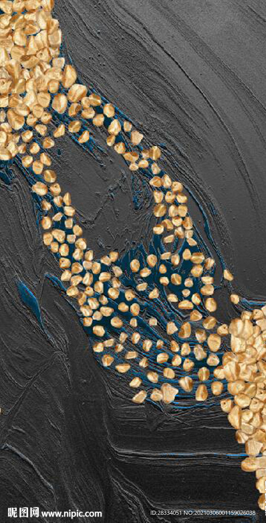 晶瓷现代金色转运鹅卵石装饰画