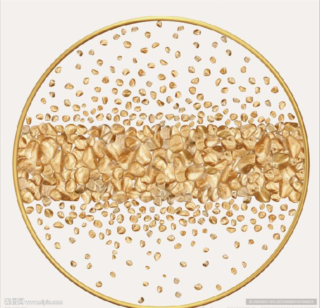 晶瓷现代金色转运鹅卵石装饰画