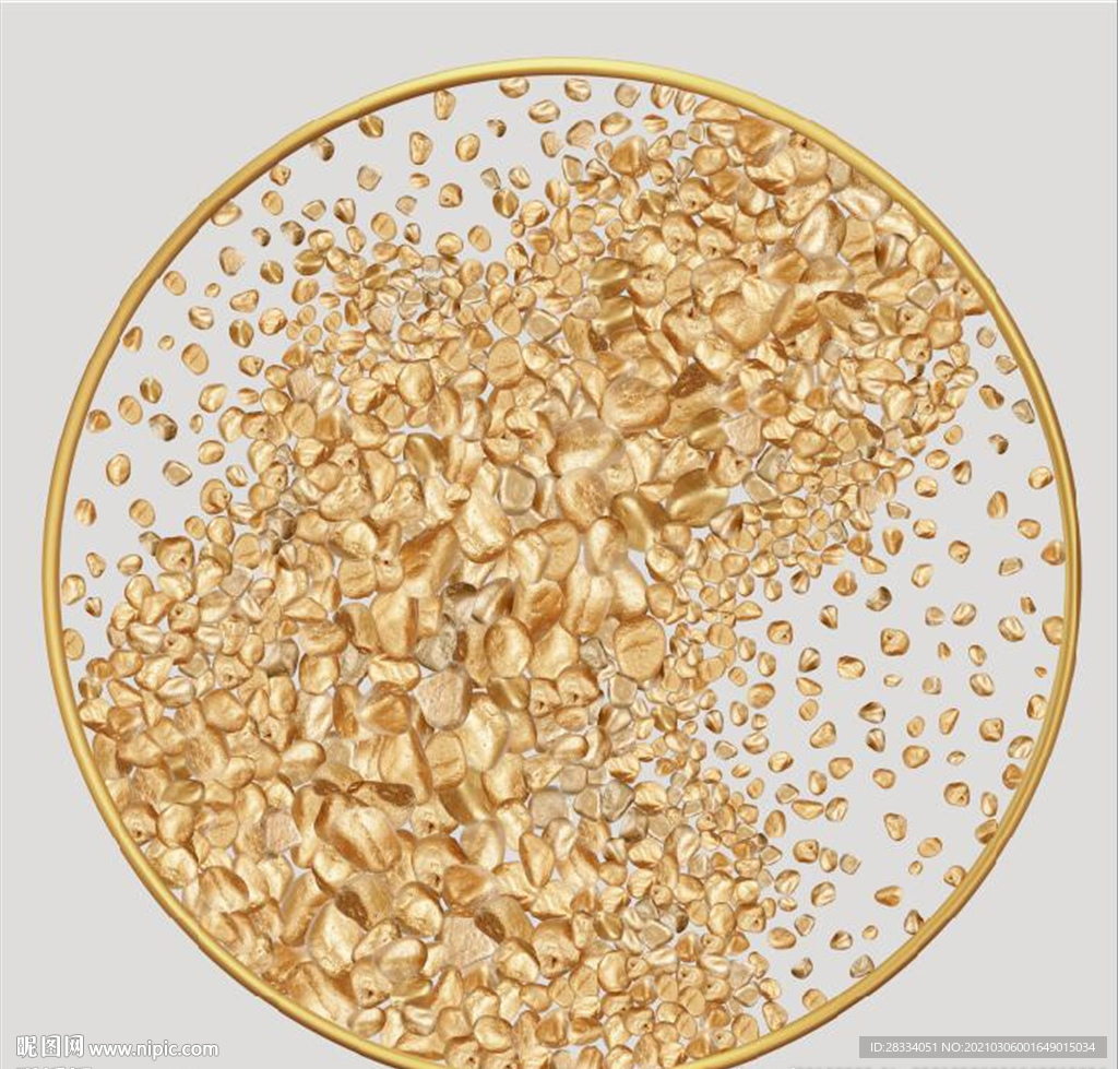 晶瓷现代金色转运鹅卵石装饰画