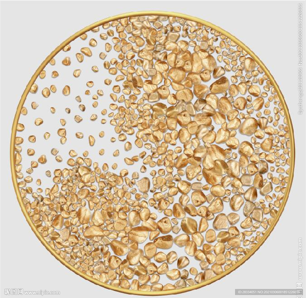 晶瓷现代金色转运鹅卵石装饰画