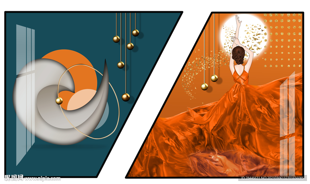 北欧斜切割装饰画