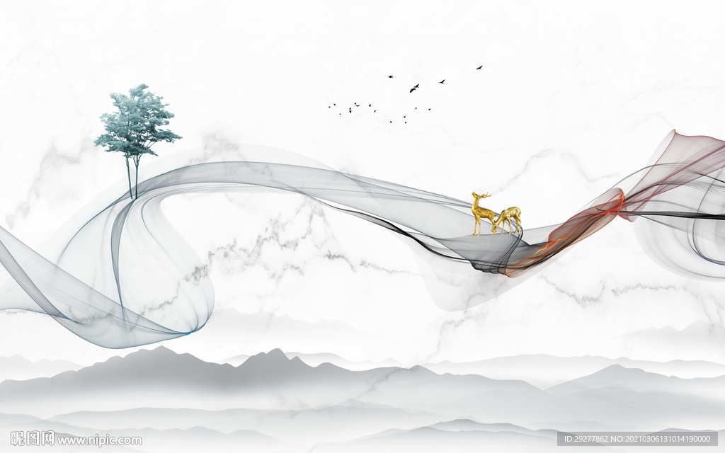 人气 意境新山水画 TIF分层