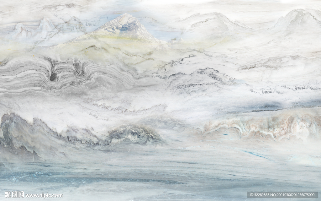 新款石纹山水画 文件分层